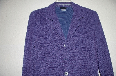 +MBADG #18-234  "Citiknits Purple Textured Button Front Angled Sleve Jacket"