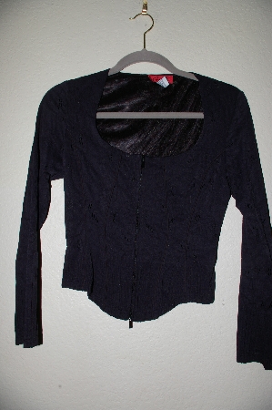 +MBADG #52-417  "Corina Fancy Black Zipper Front Stretch Top"
