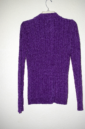 +MBADG #52-4008  "Boston Proper Fancy Purple Chenille Zipper Front Cardigan"
