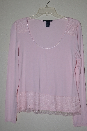 +MBADG #52-385  "Boston Proper Fancy Pink Lace Trimed Shirt"