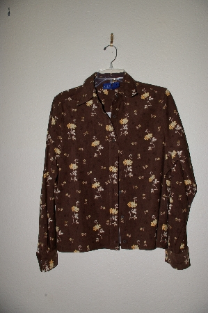 +MBADG #52-400  "Basic Editions Blue Floral Peach Skin Top"