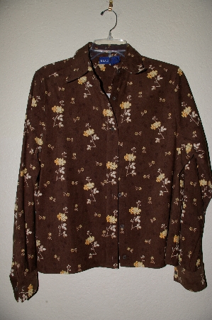 +MBADG #52-400  "Basic Editions Blue Floral Peach Skin Top"