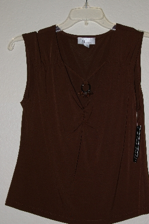 +MBADG #52-371  "AB Studio Fancy Front Brown Stretch Sleveless Top"