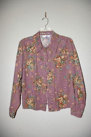 +MBADG #52-335  "Susan Graver Pinwale Floral Corduroy Shirt"