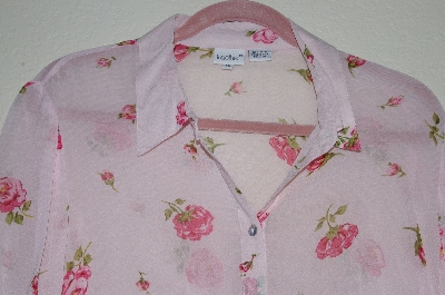 +MBADG #52-315  "Together Sheer Pink Floral Button Front Shirt"