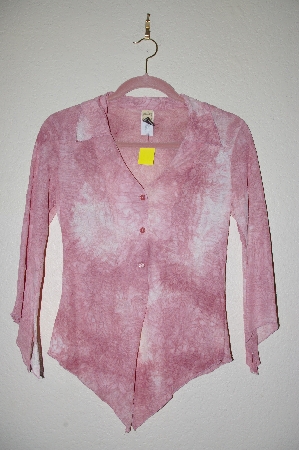+MBADG #52-302  "2B Clothing Sheer Pink Fancy Button Front Shirt"