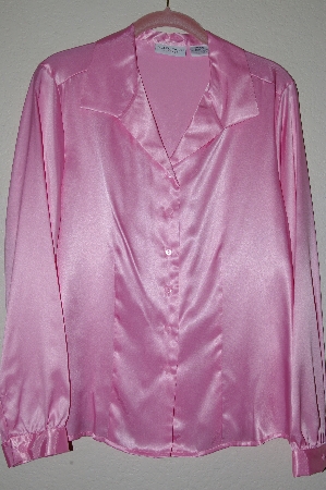 +MBADG #52-280  "Jaclyn Smith Classic Pink Satin Button Front Shirt"