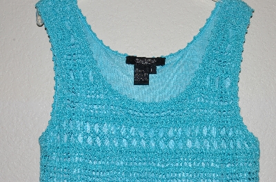 +MBADG #52-252  "Peck & Peck Tq Blue Crochet Fully Lined Tank"