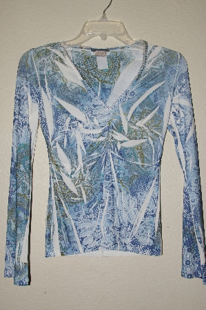 +MBADG #52-110  "Body Central Fancy Blue Stretch Top"