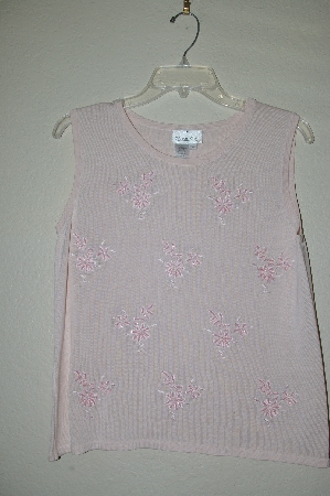 +MBADG #52-085  "Coldwater Creek One Of A Kind Pink Knit Hand Beaded Shell"