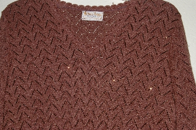 +MBADG #31-193  "British Vogue 1980's One Of A Kind Brown Hand Beaded Sweater"