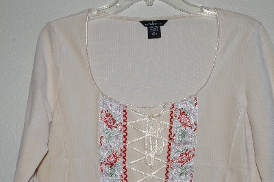 +MBADG #31-284  "Moda International Fancy Embroidered Corduroy Tie Front Shirt"
