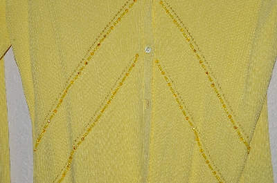 +MBADG #31-280  "C'est City Fancy Yellow One Of A King Hand Beaded Cardigan"