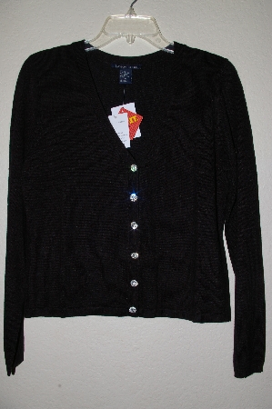 +MBADG #31-257  "Boston Proper Black Knit Cardigan With Fancy Rhinestone Buttons"
