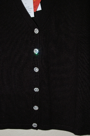 +MBADG #31-257  "Boston Proper Black Knit Cardigan With Fancy Rhinestone Buttons"