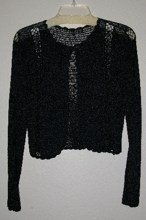 +MBADG #31-252  "Venini Fancy Black Crochet 1 Button Cardigan"
