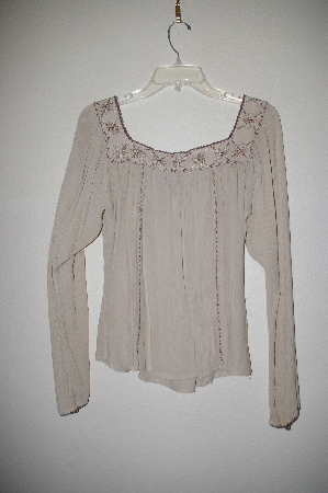 +MBADG #31-360  "Passport Fancy Tan Rayon Embroidered Top"