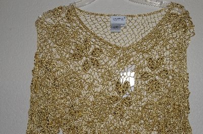 +MBADG #31-379  "Together Fancy Gold Crochet Top With Sequins"