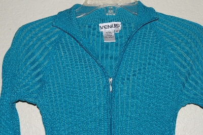 +MBADG #31-460  "Venus Fancy Blue Knit Zipper Front Sweater"