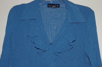 +MBADG #28-556  "Dialogue Green Fancy Design Crinkle Blouse"