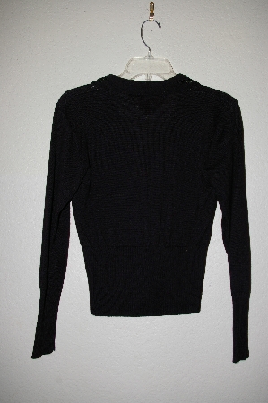 +MBADG #28-513  Bandolino Petite Black Knit Sweater With Embelished Collar"