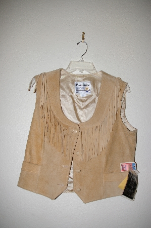 +MBADG #28-491  "Pioneer Wear Wheat Suede Button Front Vest"