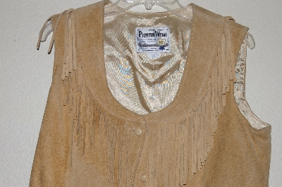 +MBADG #28-491  "Pioneer Wear Wheat Suede Button Front Vest"