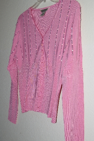 +MBADG #26-043  "John Paul Richard Uniform Petite Fancy One Of A Kind Pink Hand Beaded Cardigan"