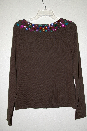 +MBADG #26-082  "Linea By Louis Dell'Olio Green Faux Jeweled Sweater"