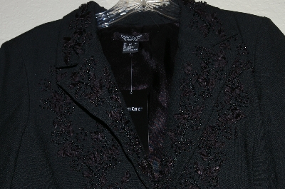 +MBADG #26-108  "Karen Kane Fancy Black Ribbon & Bead Embelished Long Coat"