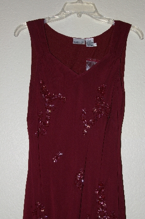 +MBADG #26-120  "Newport News Red Rayon Bead & Sequin Embelished Gown"