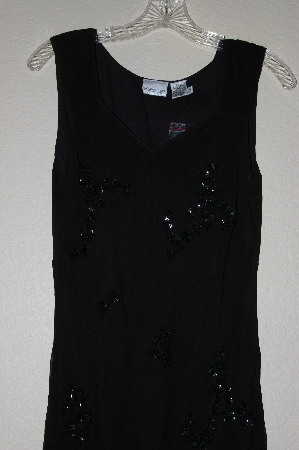 +MBADG #26-125  "Newport News Black Rayon Hand Beaded Gown"