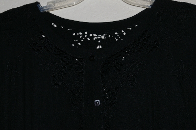 +MBADG #26-097  "Jane Ashley Fancy Black Rayon Embroidered Blouse"
