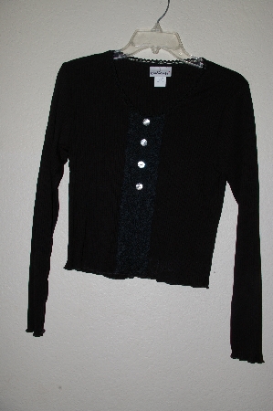 +MBADG #11-114  "Caliente Black Top With Crochet Trim"