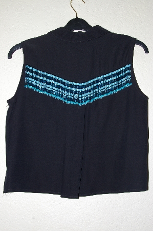 +MBADG #11-119  "Desert West By Sherry Holt One Of A Kind Black Hand Beaded Western Shirt"