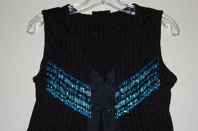 +MBADG #11-075  "Roughrider Black One Of A Kind Fancy Beaded Vest Style Top"