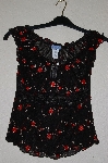 +MBADG #11-089  "Poetry Fancy Black Stretch Rose Embroidered Top"