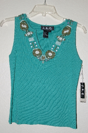 +MBADG #55-173  "J.A.C. Fancy Green Knit Embelished Top"