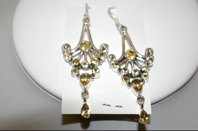 +MBA #7662  Golden Topaz Dangle Pierced Earrings