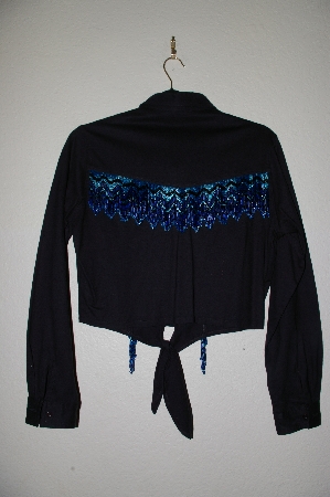 +MBADG #55-233  "Country Tease By Adobe Rose One Of A Kind Black Hand Beaded Western Shirt"