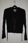 +MBADG #55-240  "Wayne Rogers Fancy Black Knit Top With Ruffles"