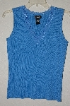 +MBADG #55-001  "Raffaella Fancy Blue Knit Shell WithLlace Trim"