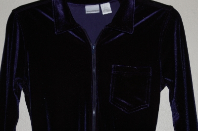 +MBADG #55-168  "Newport News Blue Zipper Front Velvet Body Suit"