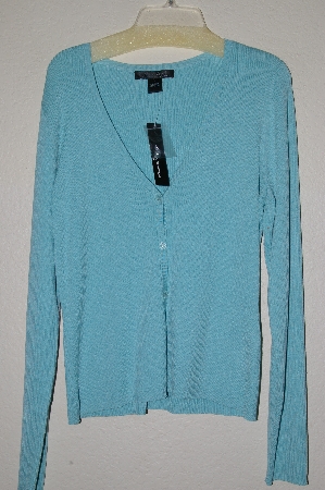 +MBADG #55-154  "C'est City Blue Knit Button Front Cardigan"