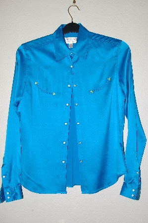 +MBADG #55-058  "Ryan Michael Blue Satin Fancy Western Shirt"