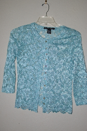 +MBADG #55-074  "Scott Taylor Fancy Blue Floral Stretch Lace Cardigan"