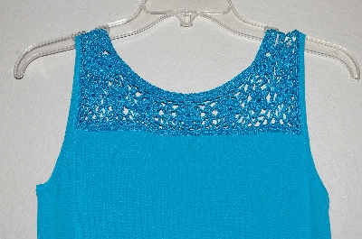 +MBADG #55-139  "Joseph A. TQ Blue Crochet Top Fancy Knit Tank"