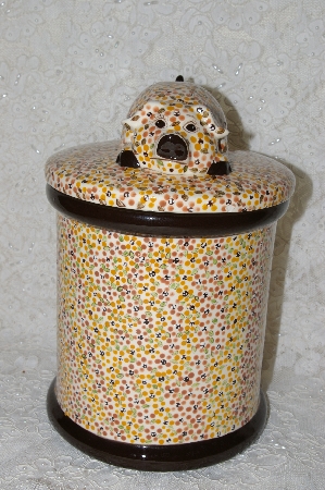 +MBADG #31-055  "1986 Hand Painted Large Pig Ceramic Canister"