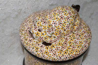 +MBADG #31-576  "1986 Hand Painted Floral Motif Small Pig Canister"