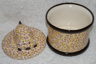 +MBADG #31-576  "1986 Hand Painted Floral Motif Small Pig Canister"